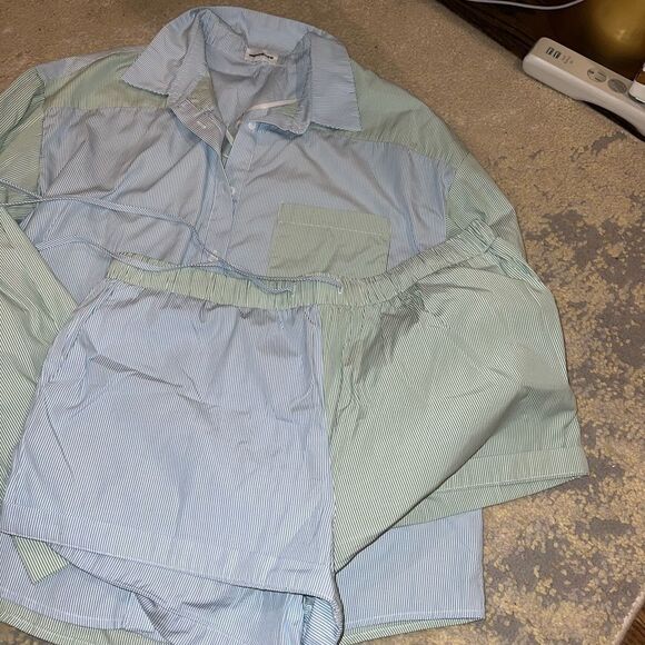 revolve super down caitlin short set in blue & green - Picture 8 of 8